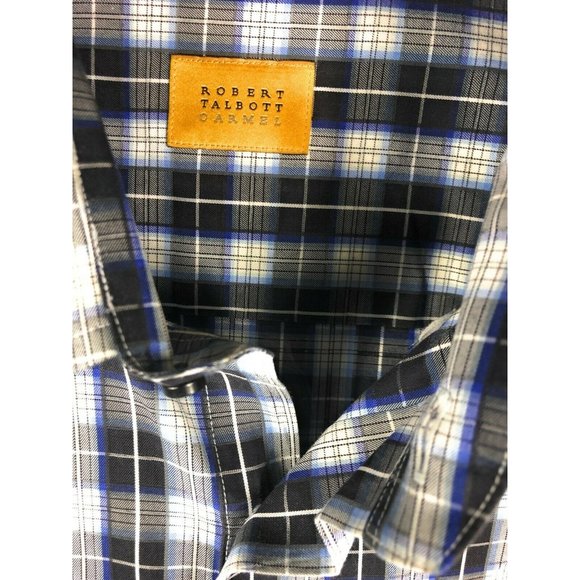 Robert Talbott Carmel Men's Long Sleeve XL Blue Black Gray Check Shirt A67 - Picture 2 of 4